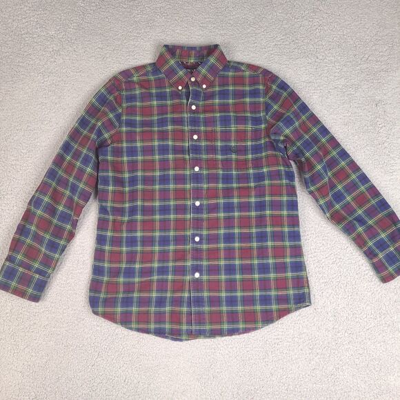 Chaps Shirt Mens Medium Plaid Multicolor Cotton Oxford Long Sleeve Button Down - Picture 1 of 15